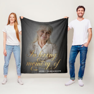 In Loving Memory of Photo Calligraphy Fleece Blanket