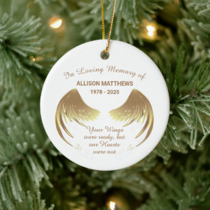 in Loving Memory of Photo Wings Memorial Ceramic Ornament