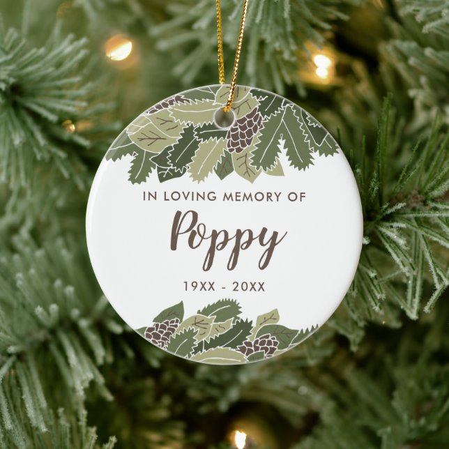 In Loving Memory of Poppy Personalised Grandpa Ceramic Ornament (Tree)
