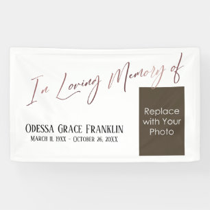 In Loving Memory of Rose Gold on White Photo Space Banner
