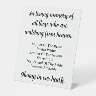 In Loving Memory Of Those Watching From Heaven Pedestal Sign