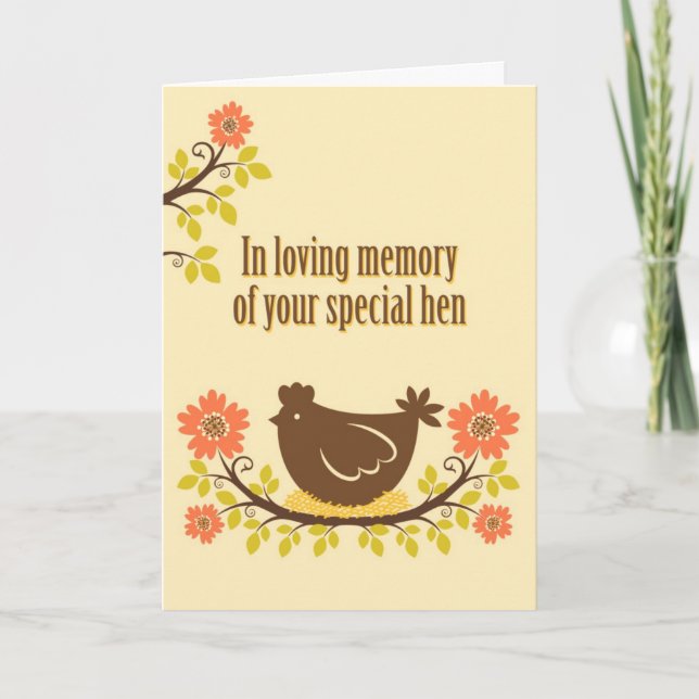 In loving memory of your special hen card (Front)