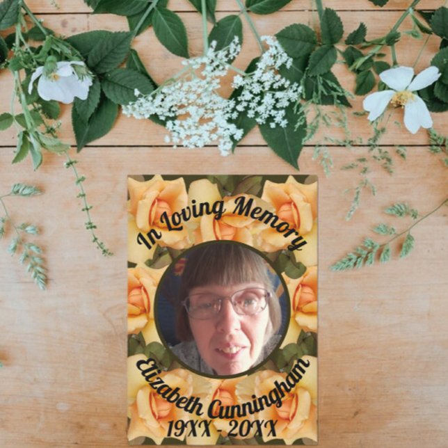 In Loving Memory Orange Rose Bordered Photo Poem Invitation (Creator Uploaded)