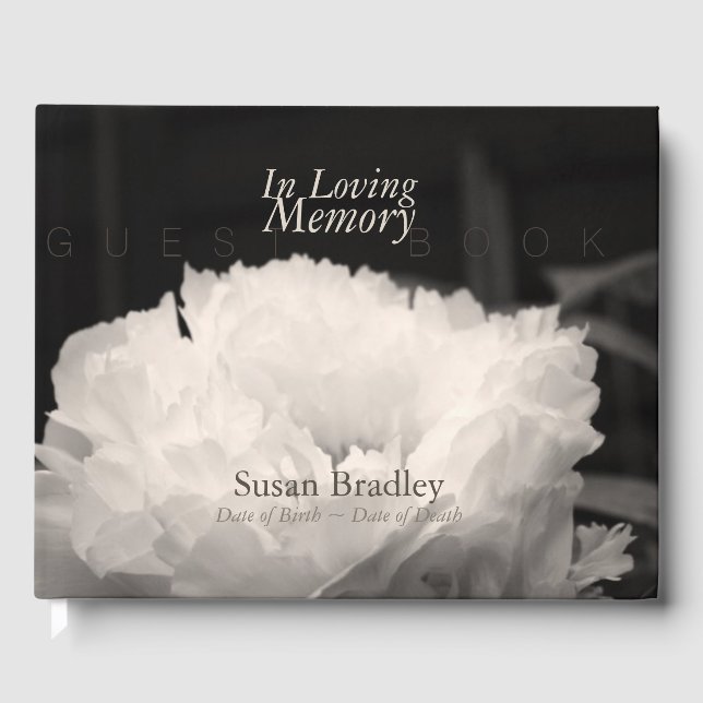 In Loving Memory Peony Funeral Guest Book 1 (Front)