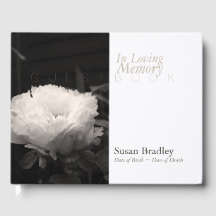 In Loving Memory Peony Funeral White Guest Book