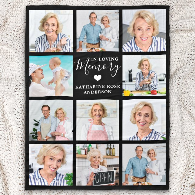 In Loving Memory Personalised 11 Photo Memorial Fleece Blanket (Creator Uploaded)