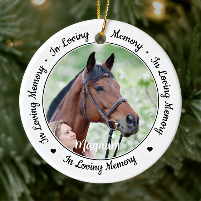 In Loving Memory Personalised 2 Photo Pet Memorial Ceramic Ornament (Creator Uploaded)