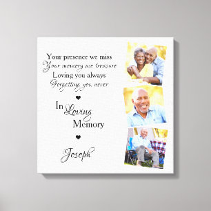 In Loving Memory Personalised 3 Photo Memorial Canvas Print