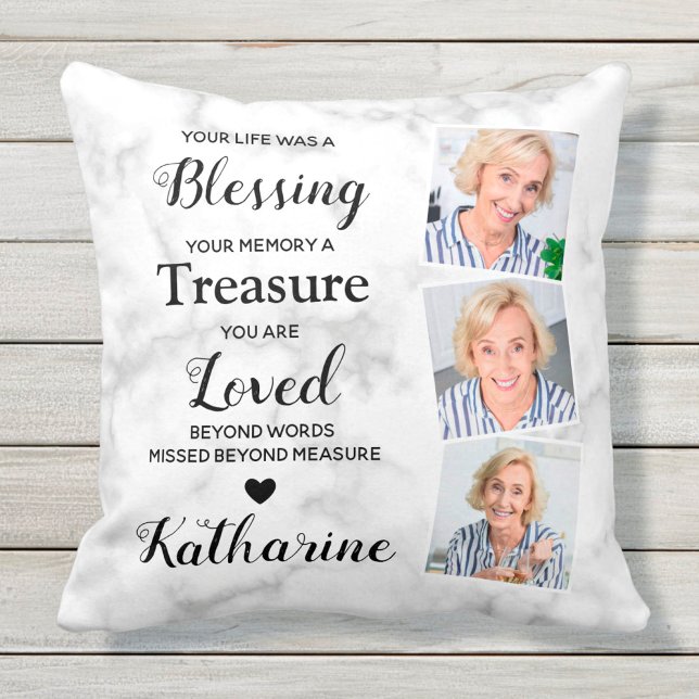 In Loving Memory Personalised 3 Photo Memorial Cushion (Creator Uploaded)