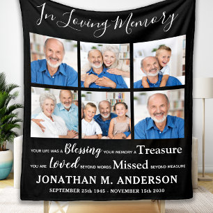In Loving Memory Personalised 6 Photo Memorial  Fleece Blanket