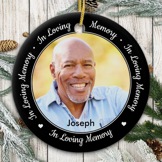 In Loving Memory Personalised Modern Memorial Ceramic Ornament (Creator Uploaded)