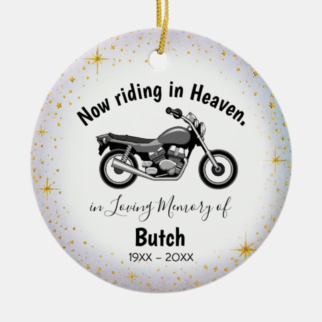 In Loving Memory | Personalised Motocycle Ornament (Front)