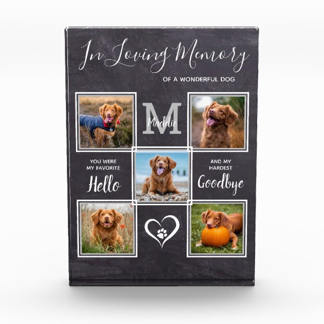 In Loving Memory Personalised Pet Loss Memorial Photo Block (Front)