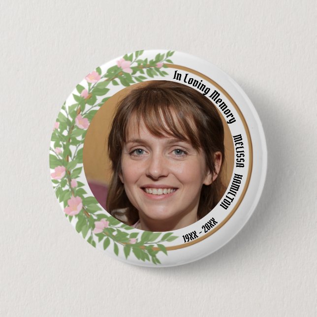 In Loving Memory Personalised Photo Funeral  6 Cm Round Badge (Front)
