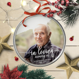 In Loving Memory Personalised Photo Memorial Metal Ornament