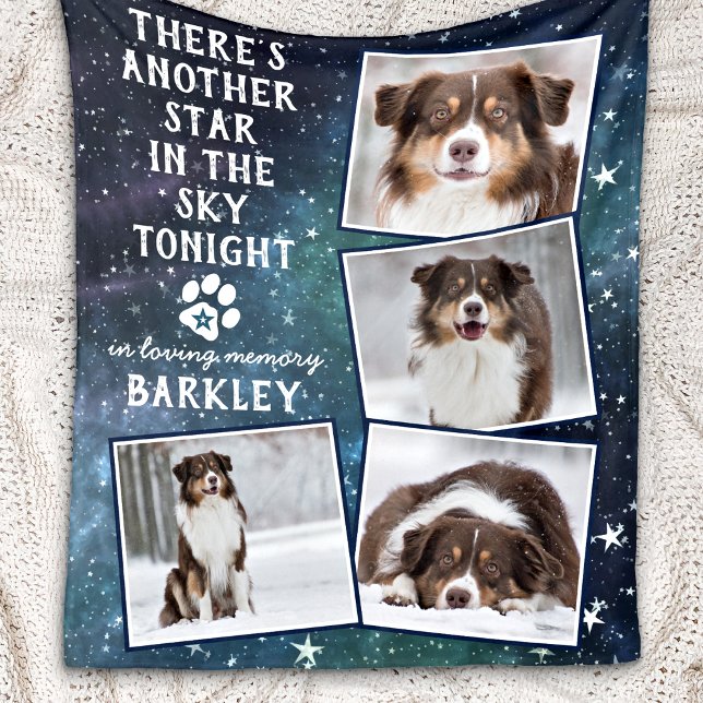 In Loving Memory Pet Dog Memorial Photo Collage Fleece Blanket (Creator Uploaded)