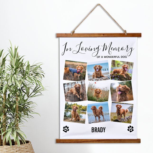 In Loving Memory Pet Dog Memorial Photo Collage Hanging Tapestry (Creator Uploaded)