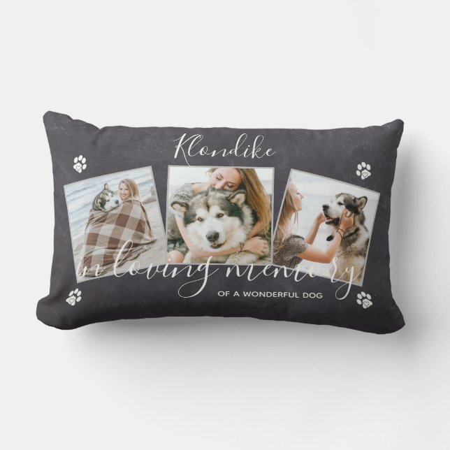 In Loving Memory - Pet Dog Memorial Photo Collage Lumbar Cushion (Front)