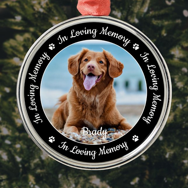 In Loving Memory Pet Loss Photo Pet Memorial Metal Ornament (Creator Uploaded)