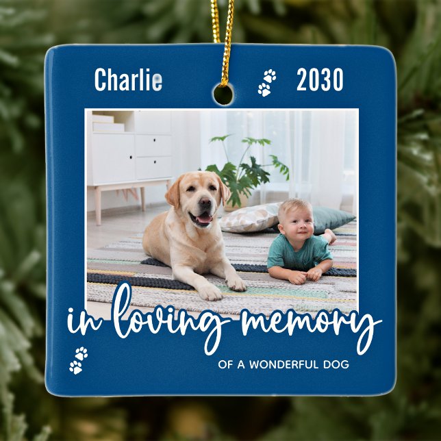 In Loving Memory Pet Memorial 2 Dog Photo Keepsake Ceramic Ornament (Creator Uploaded)