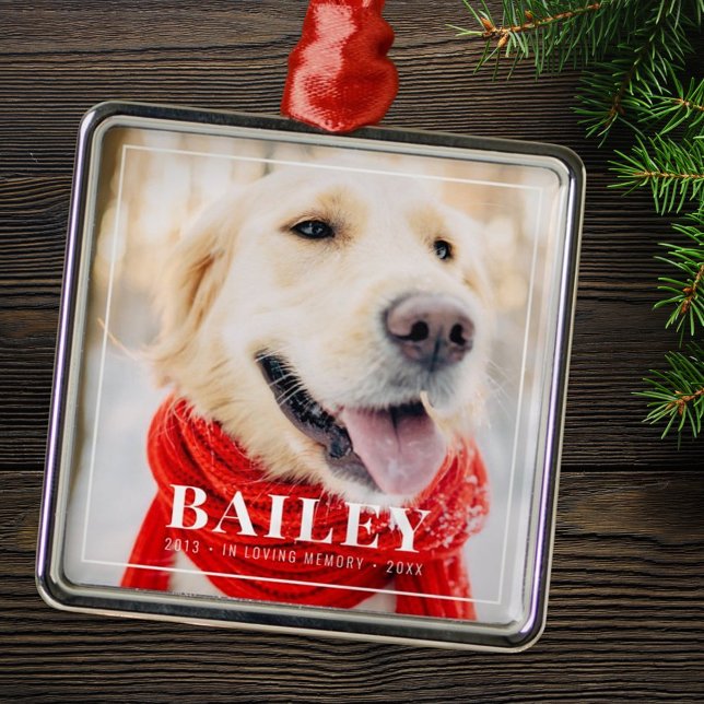 In Loving Memory Pet Memorial Framed Photo Metal Ornament (Creator Uploaded)