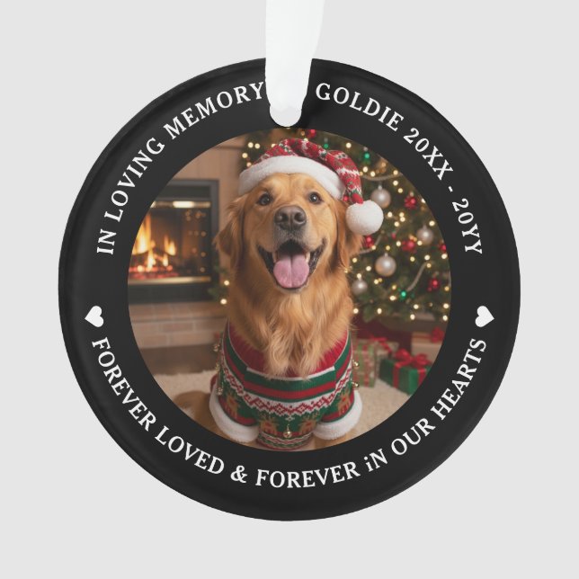 In Loving Memory Pet Photo Custom Ornament (Front)