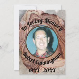 In Loving Memory Petrified Wood Photo Memorial  Invitation