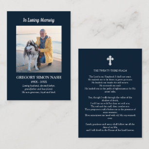 In Loving Memory Photo Blue Funeral Card