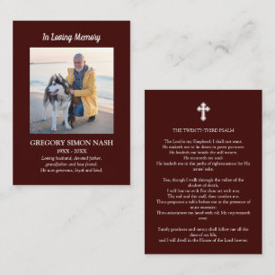 In Loving Memory Photo Burgundy Funeral Card