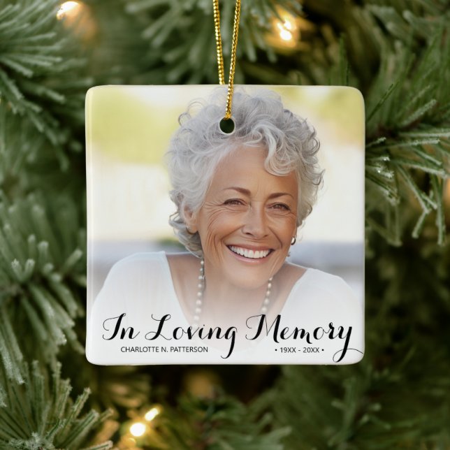 In Loving Memory Photo Christmas  Ceramic Ornament (Tree)