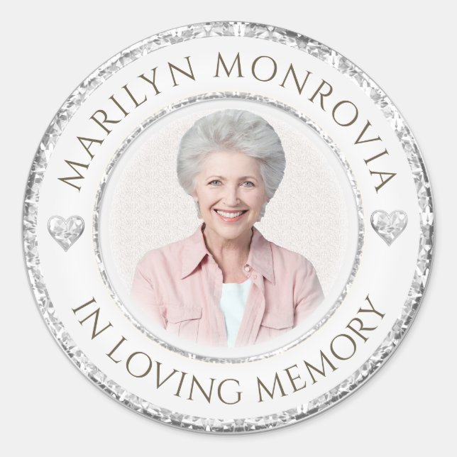In Loving Memory Photo Classic Round Sticker (Front)