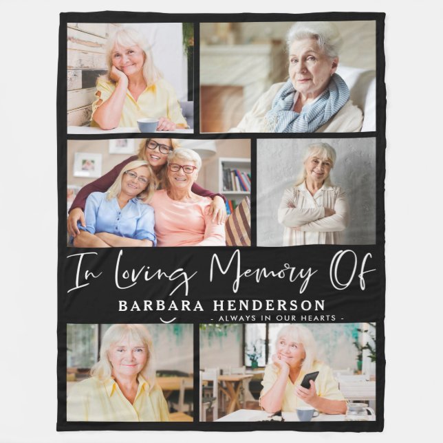 In Loving Memory Photo Collage Fleece Blanket (Front)