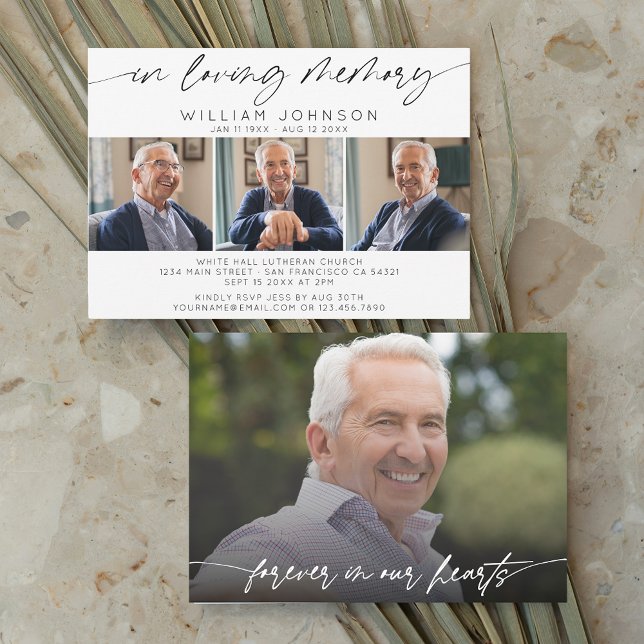 In Loving Memory Photo Collage Funeral Horizontal Invitation (Creator Uploaded)