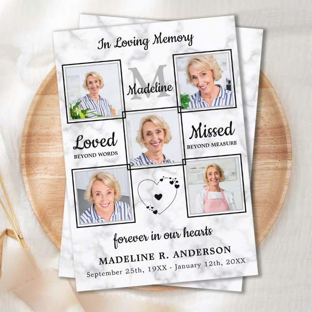 In Loving Memory Photo Collage Funeral Sympathy Thank You Card (Creator Uploaded)