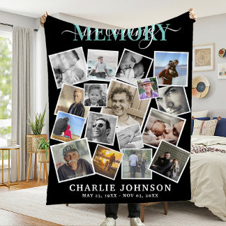 In Loving Memory Photo Collage Memorial Fleece Blanket