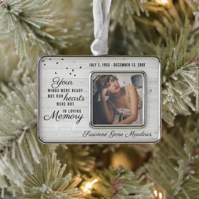 In Loving Memory | Photo Collage Quote Keepsake  Silver Plated Framed Ornament (Tree)