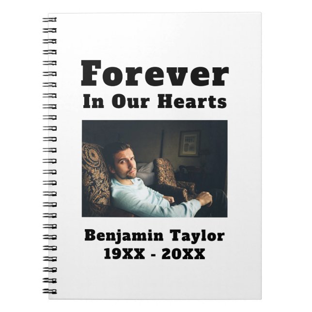 In Loving Memory Photo Forever In Our Hearts Text Notebook (Front)