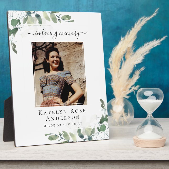 In Loving Memory Photo Funeral Eucalyptus Memorial Plaque (Side)