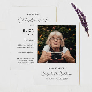 In Loving Memory Photo Funeral Memorial Invitation