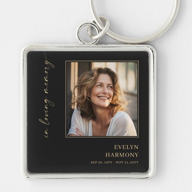 In Loving Memory Photo Funeral Memorial Key Ring (Front)