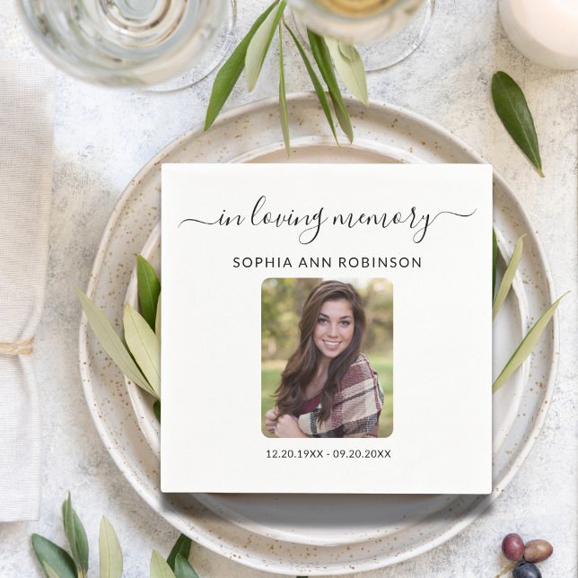 In Loving Memory Photo Funeral Memorial Napkin (Creator Uploaded)
