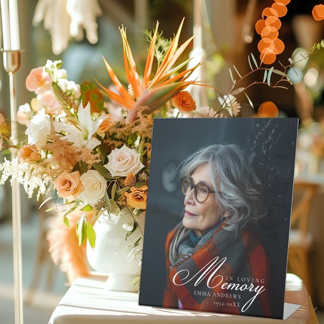 "In Loving Memory" Photo Funeral Memorial  Pedestal Sign (Creator Uploaded)