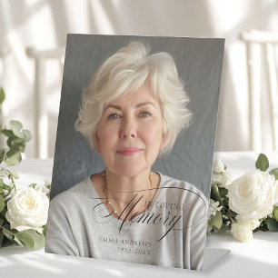 "In Loving Memory" Photo Funeral Memorial  Pedestal Sign