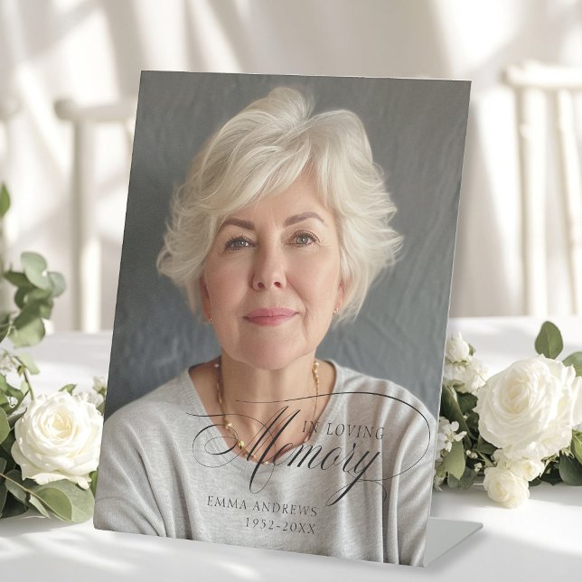 "In Loving Memory" Photo Funeral Memorial  Pedestal Sign ("In Loving Memory" Photo Funeral Memorial Pedestal Sign)