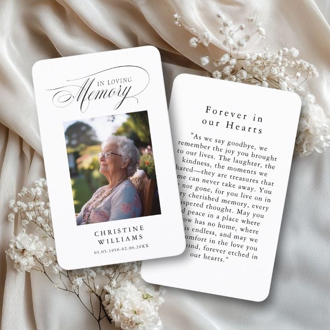 "In loving Memory" Photo Funeral Memorial Prayer  Business Card ("In loving Memory" Photo Funeral Memorial Prayer Card.)