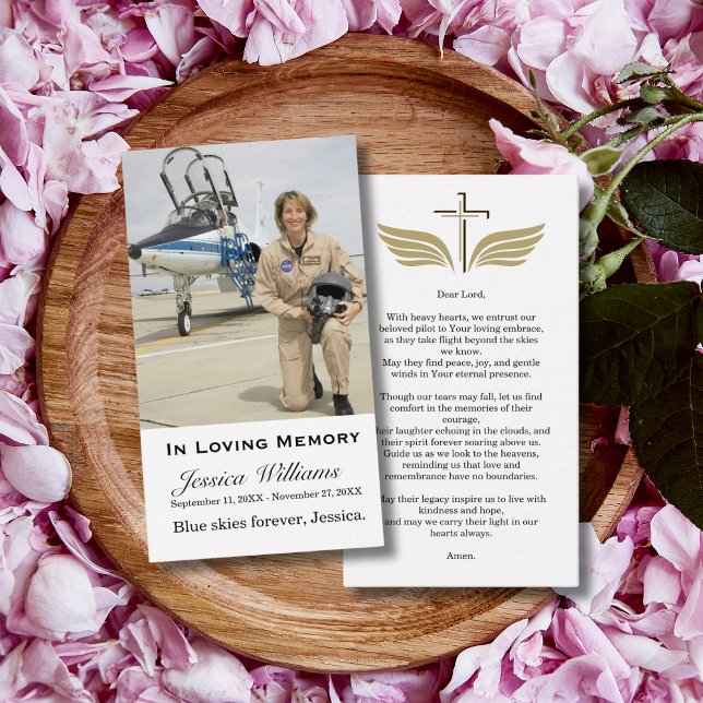In Loving Memory Photo Funeral Memorial Prayer Business Card (Creator Uploaded)