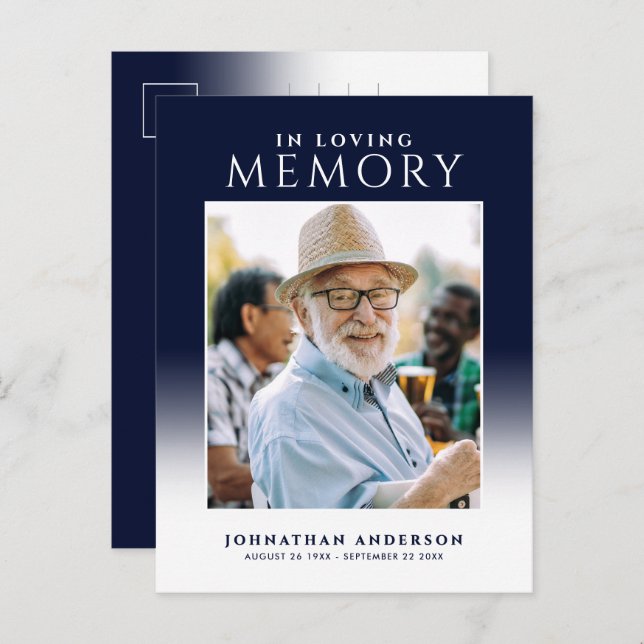 In Loving Memory Photo Funeral/Memorial Thank You Postcard (Front/Back)