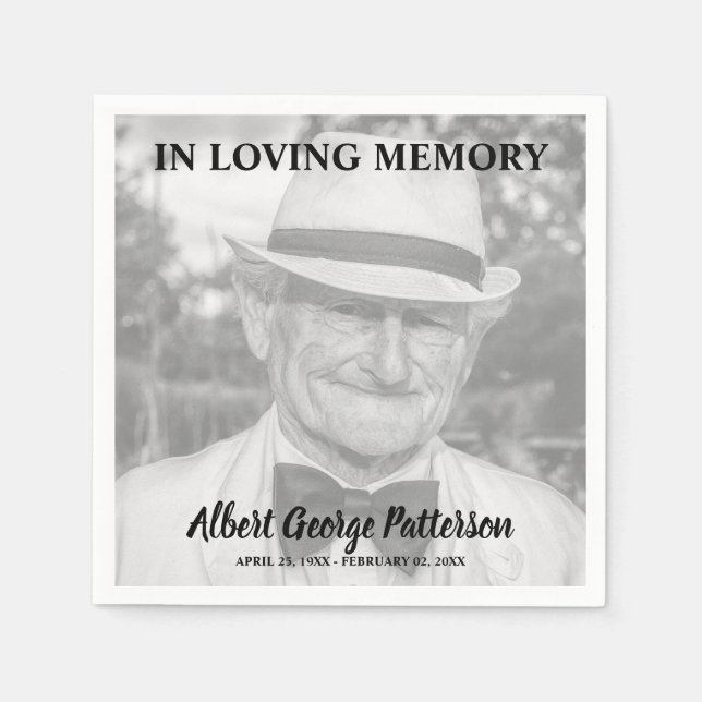 In Loving Memory Photo Funeral Napkin (Front)