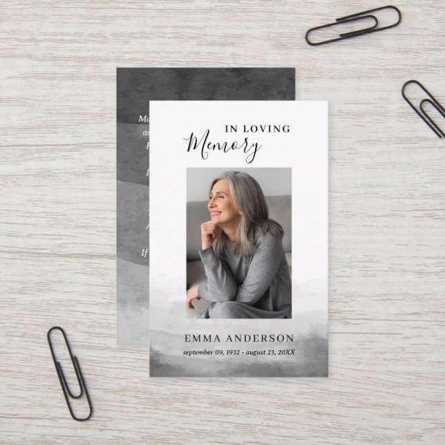 In Loving Memory Photo Funeral Prayer Card (Front/Back In Situ)