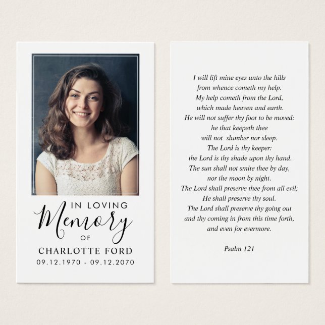In Loving Memory Photo Funeral Prayer Card (Front & Back)